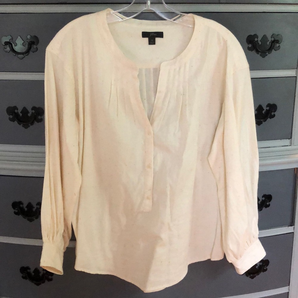 NWOT J Crew Open V-neck shirt in donegal flannel